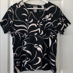 CHICO’S black and white cotton short sleeve top